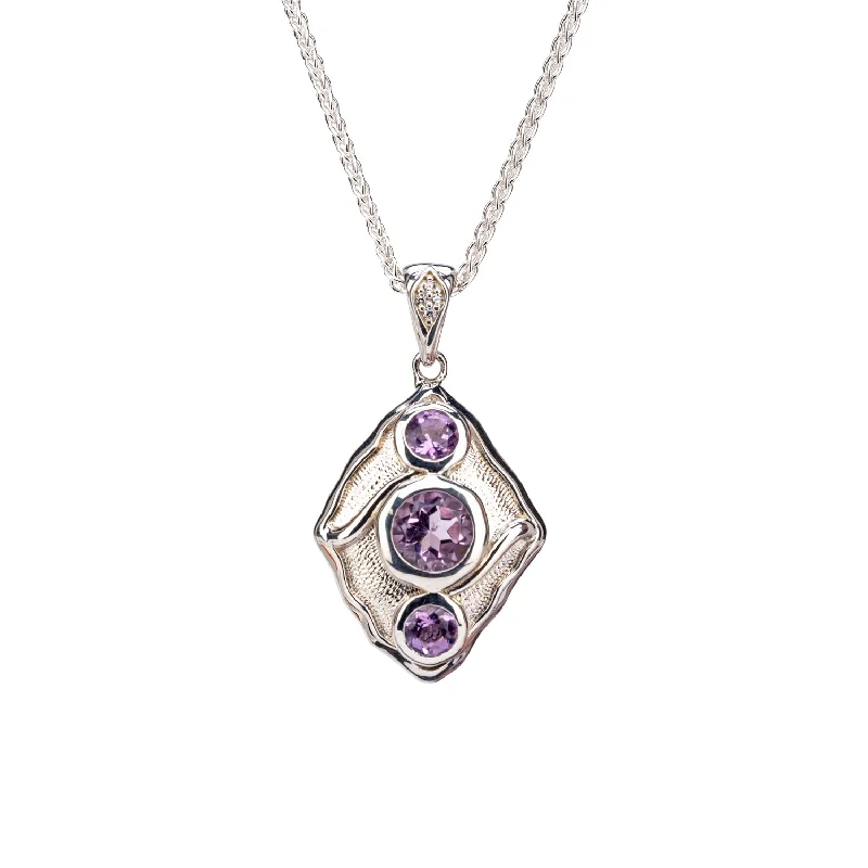 Classic ruby necklace-Silver Rocks 'n Rivers Pendant - Amethyst