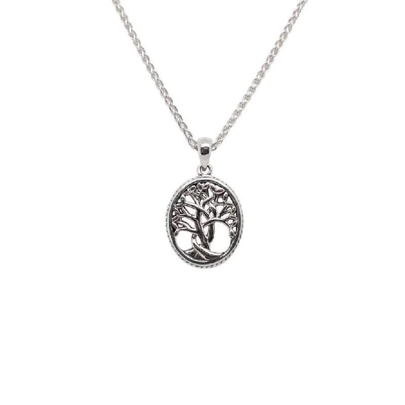 Sunken stone necklace-Silver Tree of Life Pendant Petite