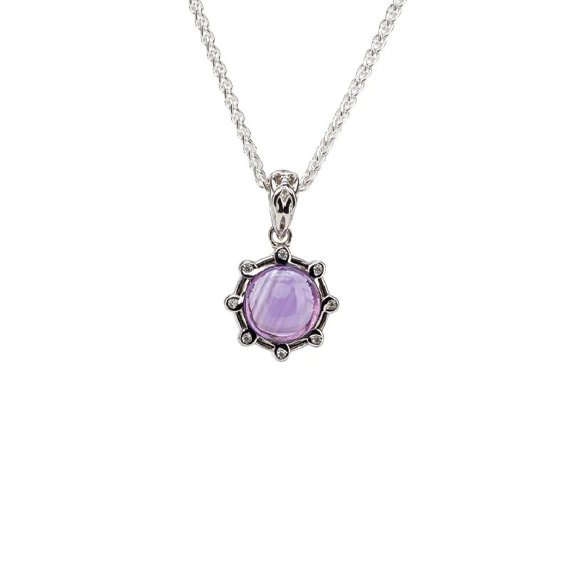 Twinkling crystal necklace-Silver Celestial Pendant - Amethyst