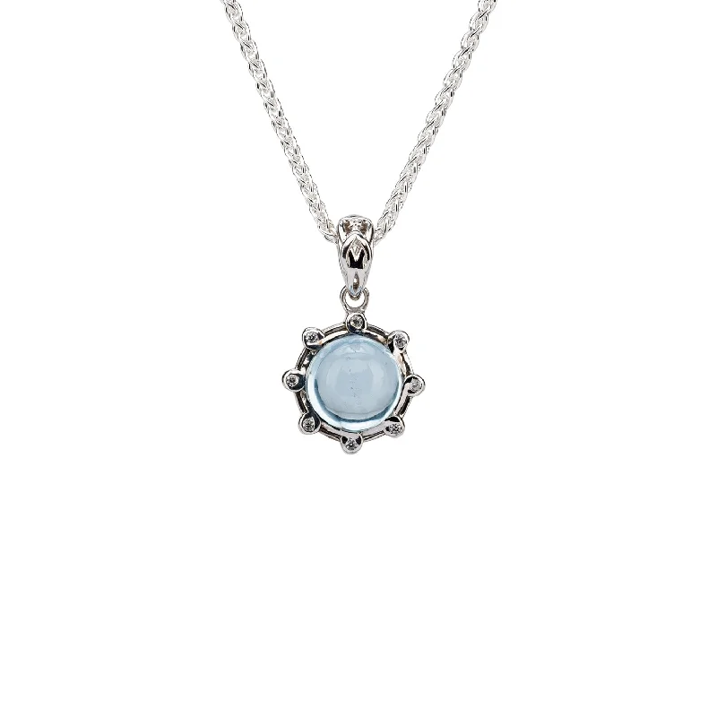 Polished steel necklace-Silver Celestial Pendant - Blue Topaz