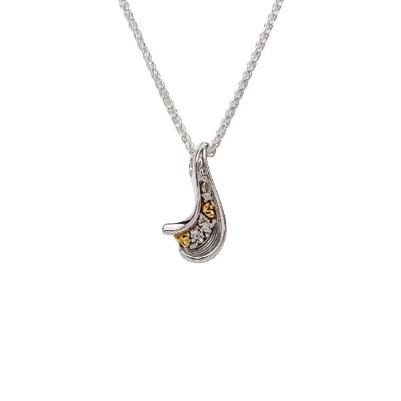 Glimmering gem necklace-Silver And 10k Gold Rocks 'n Rivers Pendant - Cubic Zirconia