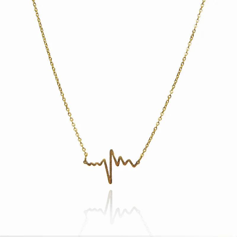 Angled stone necklace-Rhythm Of Love Necklace - Gold