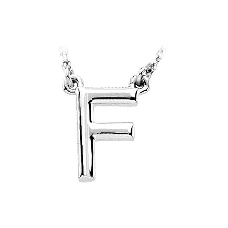 14K White Gold, Kendall Collection, Block Initial F Necklace, 16 Inch