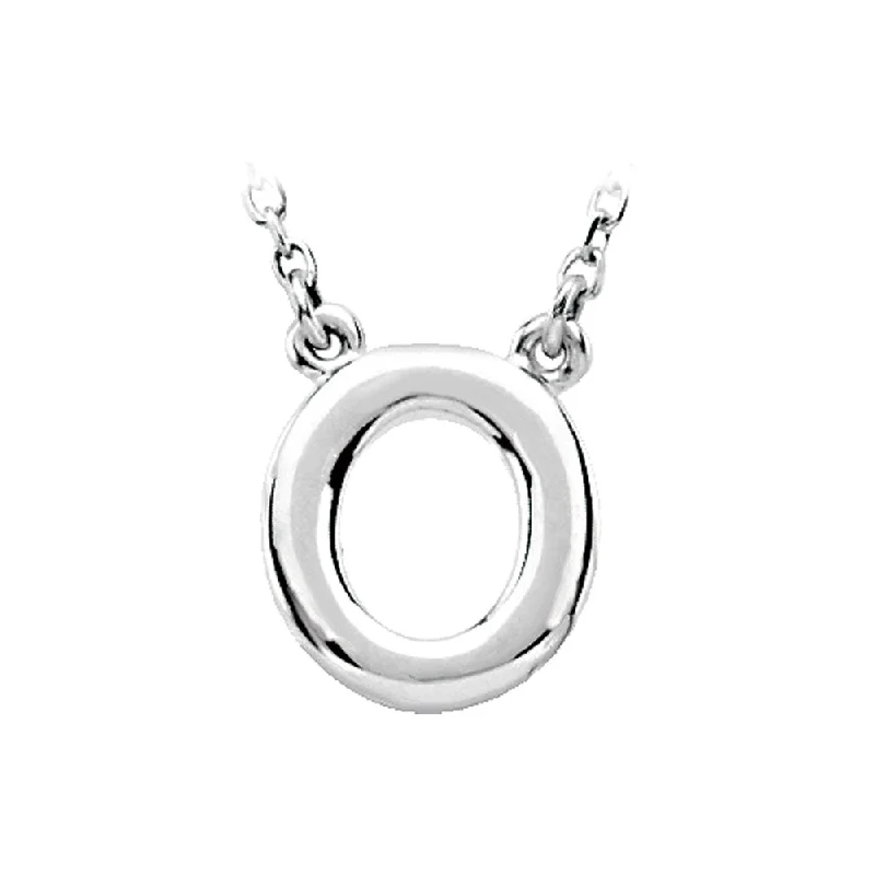 Pure stone necklace-14K White Gold, Kendall Collection, Block Initial O Necklace, 16 Inch