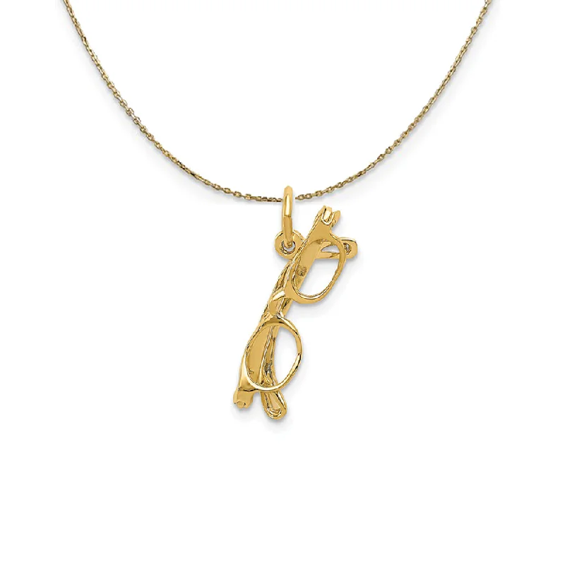 14k Yellow Gold 3D Glasses Necklace