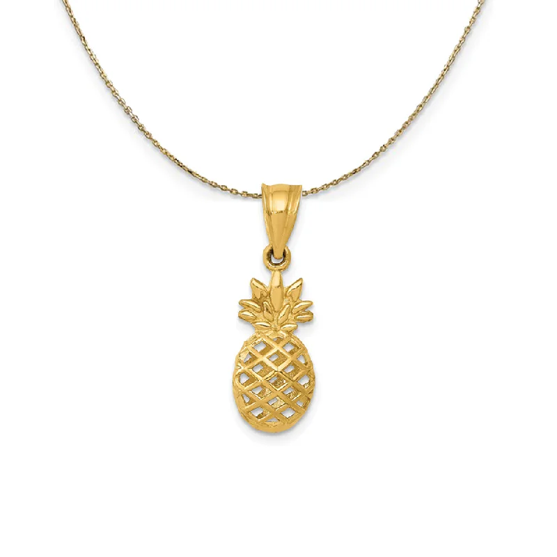 Pulse-wave necklace-14k Yellow Gold 3D Pineapple (9mm) Necklace