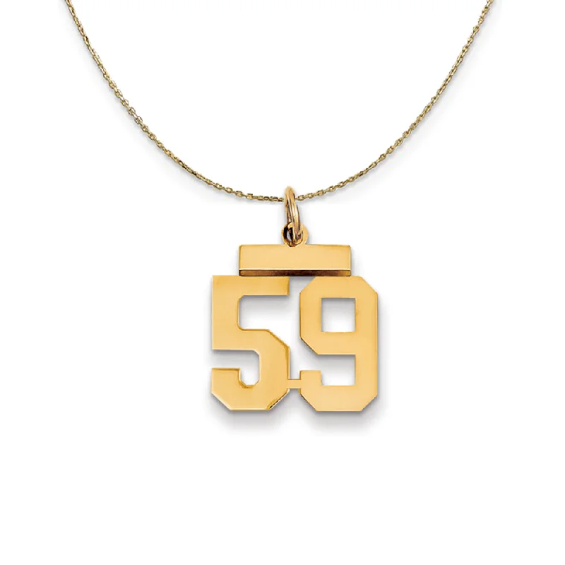 14k Yellow Gold, Athletic, Sm Polished Number 59 Necklace