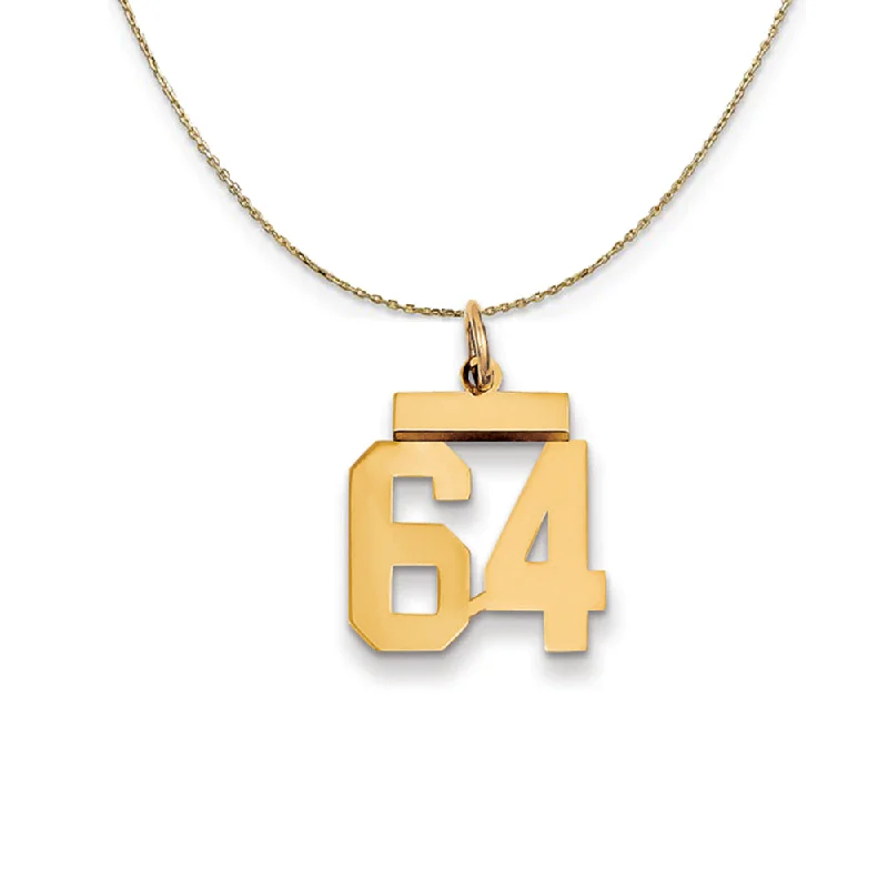 14k Yellow Gold, Athletic, Sm Polished Number 64 Necklace