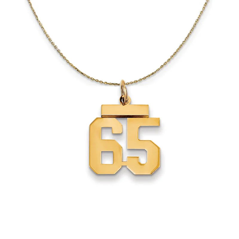 14k Yellow Gold, Athletic, Sm Polished Number 65 Necklace