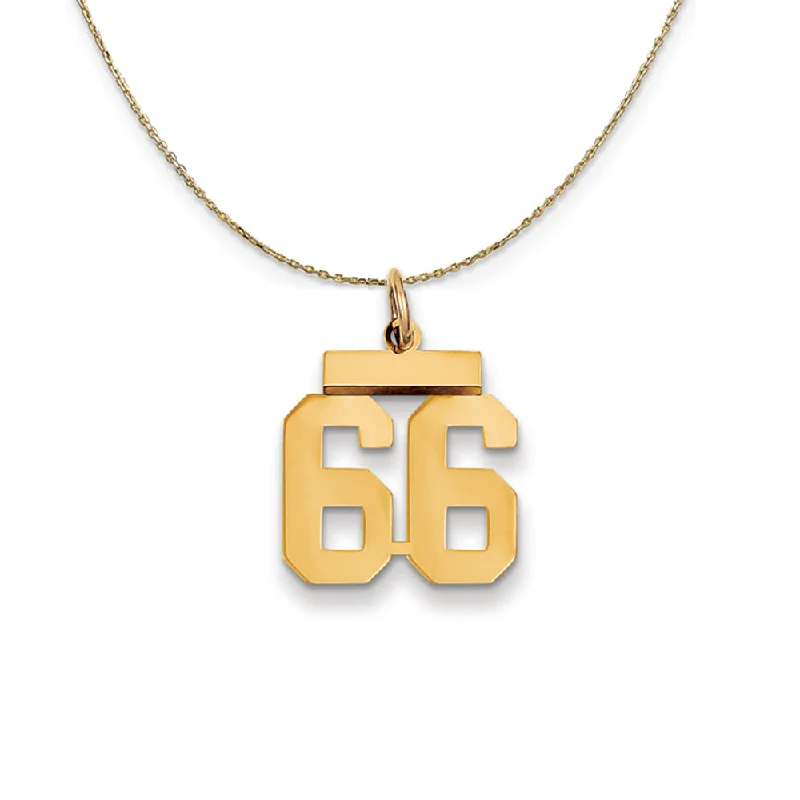 14k Yellow Gold, Athletic, Sm Polished Number 66 Necklace