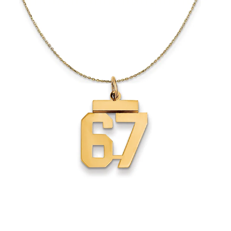 14k Yellow Gold, Athletic, Sm Polished Number 67 Necklace