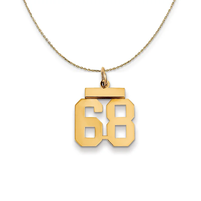 14k Yellow Gold, Athletic, Sm Polished Number 68 Necklace