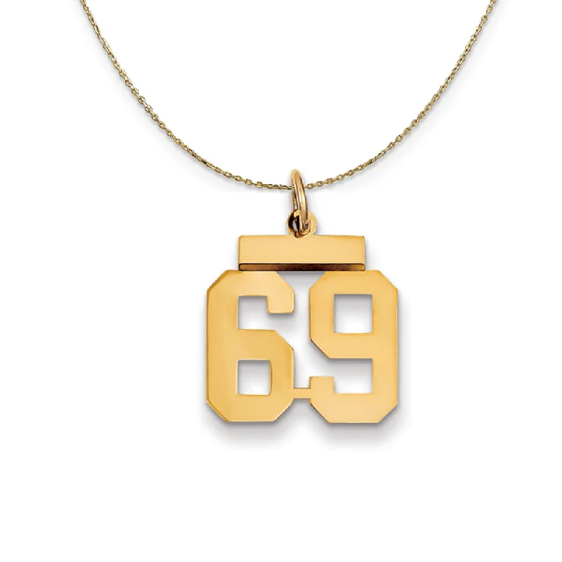 Flowing arc necklace-14k Yellow Gold, Athletic, Sm Polished Number 69 Necklace