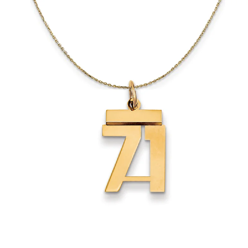 14k Yellow Gold, Athletic, Sm Polished Number 71 Necklace