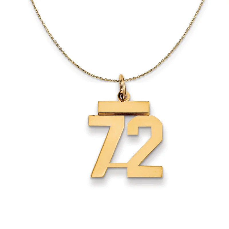 Faint silver necklace-14k Yellow Gold, Athletic, Sm Polished Number 72 Necklace