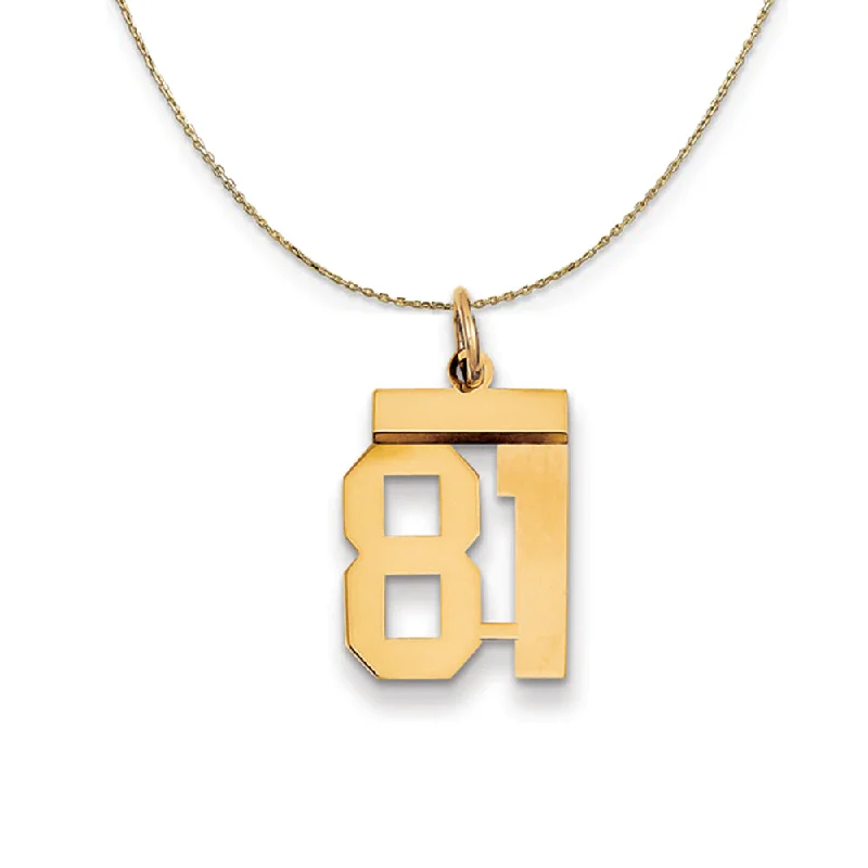 14k Yellow Gold, Athletic, Sm Polished Number 81 Necklace