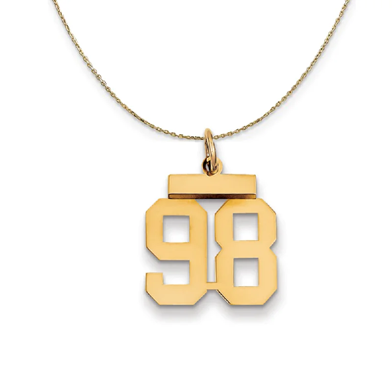 14k Yellow Gold, Athletic, Sm Polished Number 98 Necklace