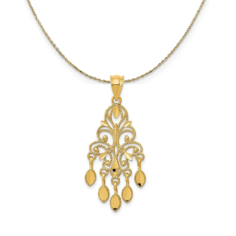 Sun glow necklace-14k Yellow Gold Chandelier Necklace