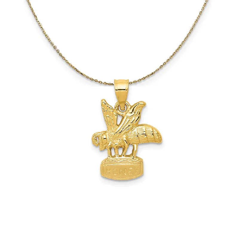 Parted-tier necklace-14k Yellow Gold Honey Bee Necklace