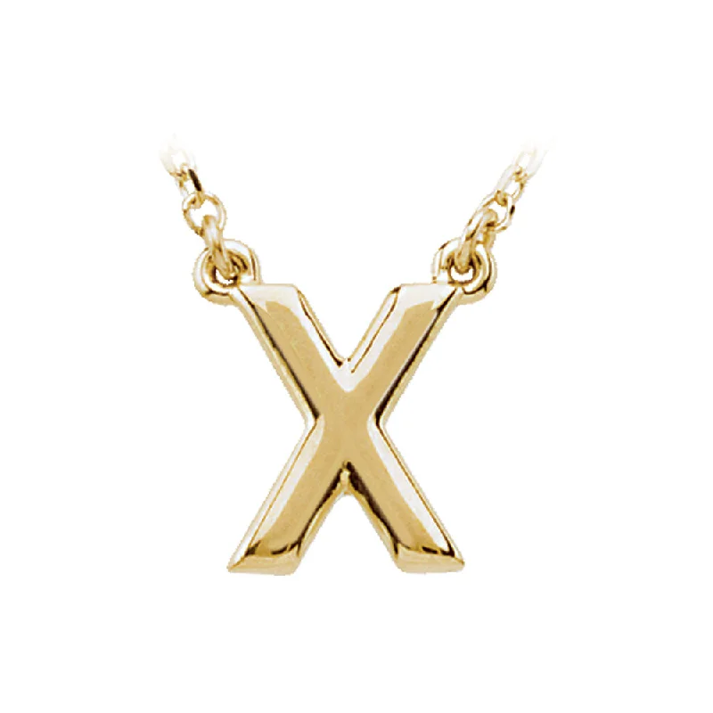 Polished steel necklace-14K Yellow Gold, Kendall Collection, Block Initial X Necklace, 16 Inch