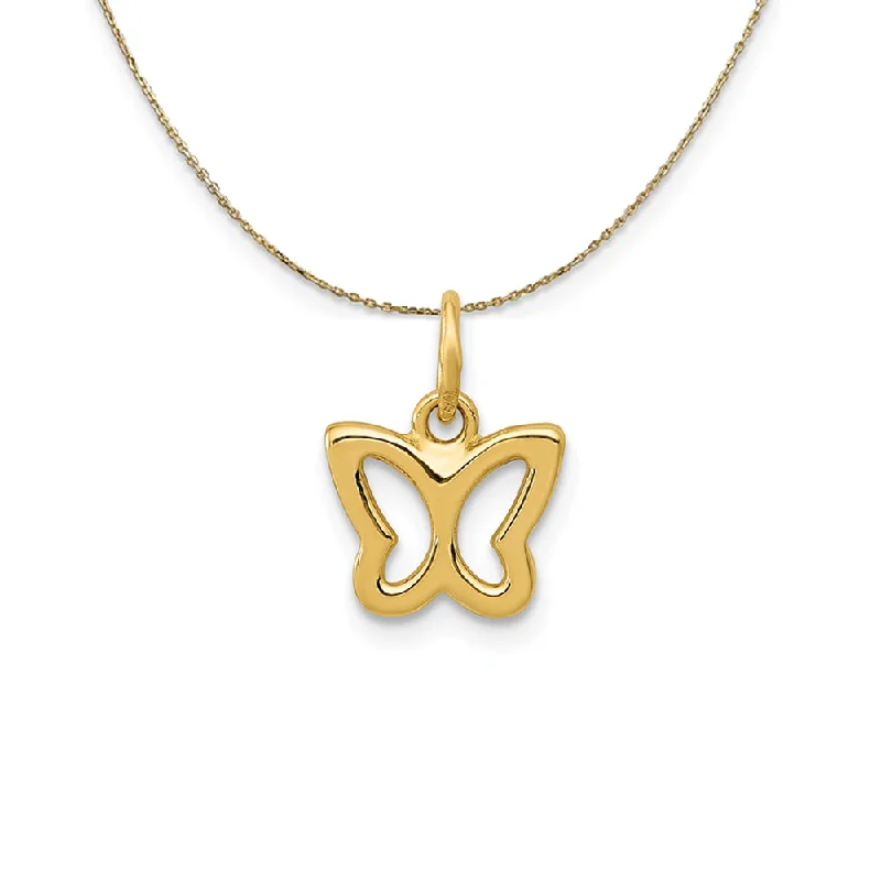 14k Yellow Gold Tiny Butterfly (9mm) Necklace