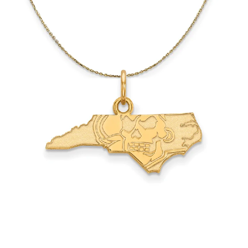 Tattered rim necklace-14k Yellow Gold East Carolina U X-Small Necklace