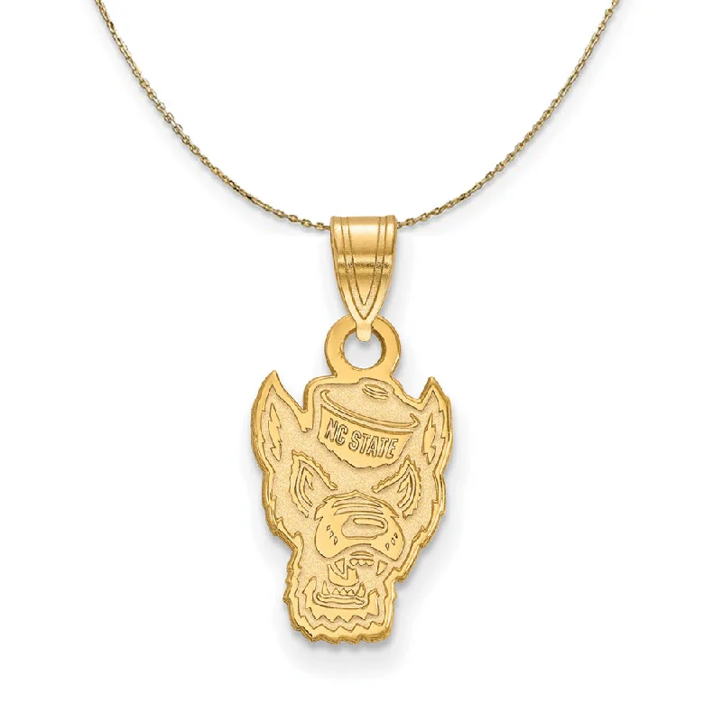 14k Yellow Gold North Carolina Sm Wolfpack Logo Necklace