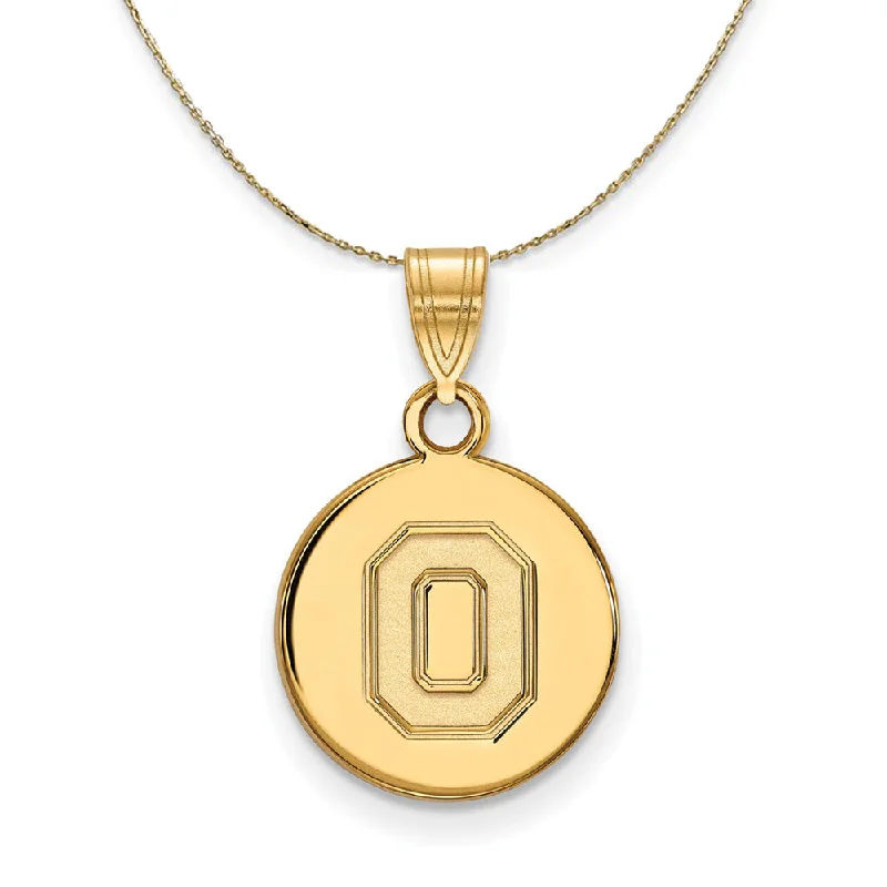 14k Yellow Gold Ohio State Small Disc Necklace