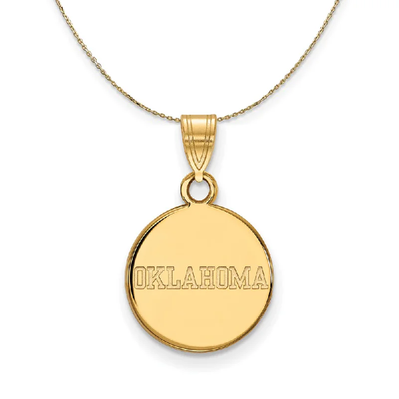 Clasped gem necklace-14k Yellow Gold U. of Oklahoma Small Disc Necklace