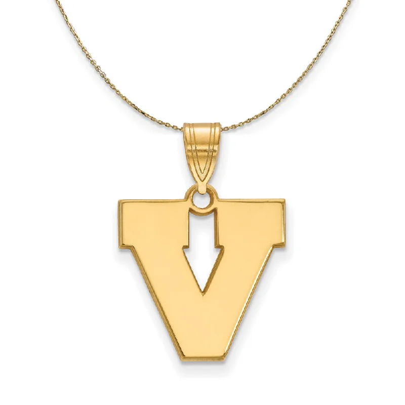 Faint silver necklace-14k Yellow Gold U. of Virginia Medium Initial V Necklace