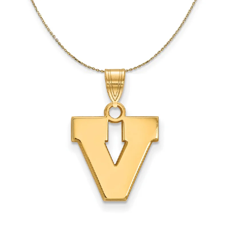 Wire-curve necklace-14k Yellow Gold U. of Virginia Small Initial V Necklace