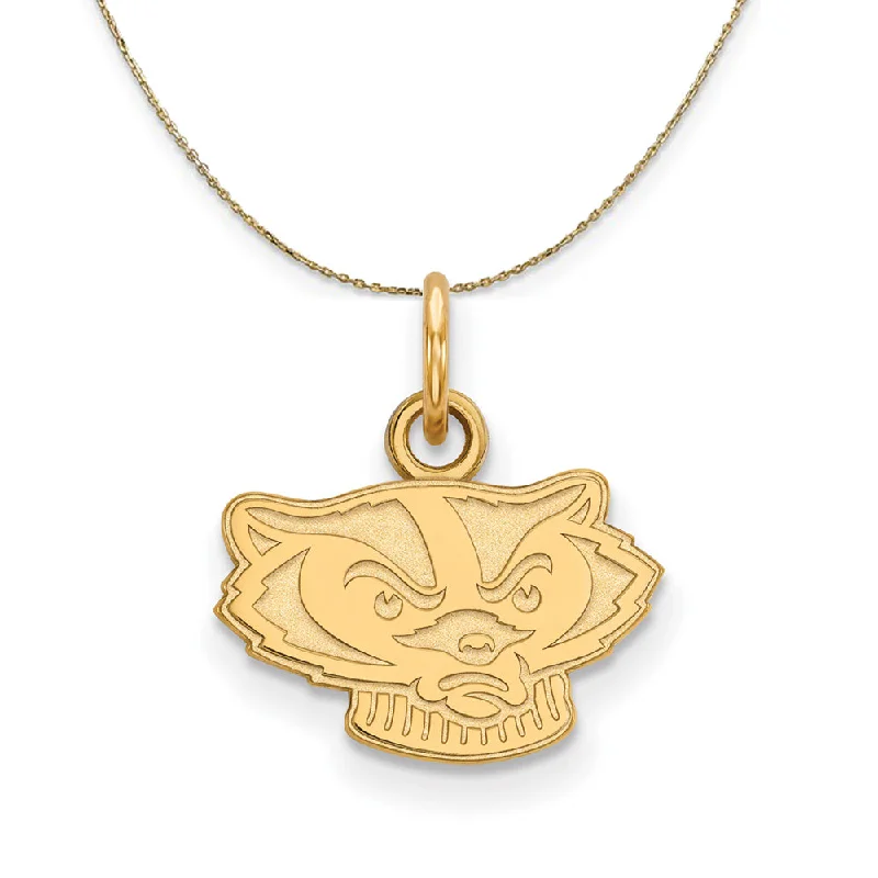 14k Yellow Gold U. of Wisconsin X-Small Badgers Necklace