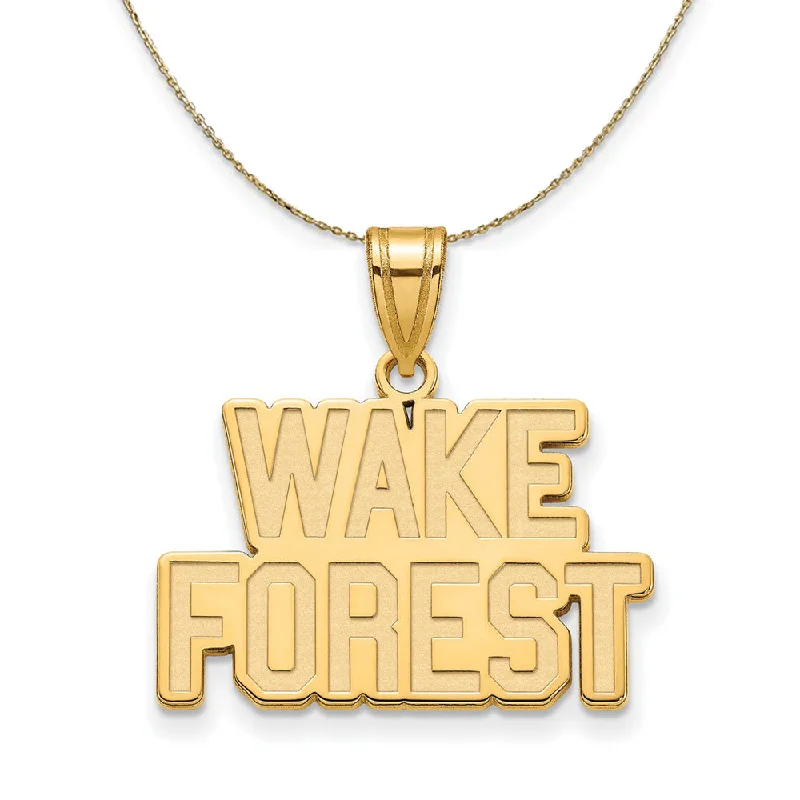 14k Yellow Gold Wake Forest U. Md 'WF' Logo Necklace