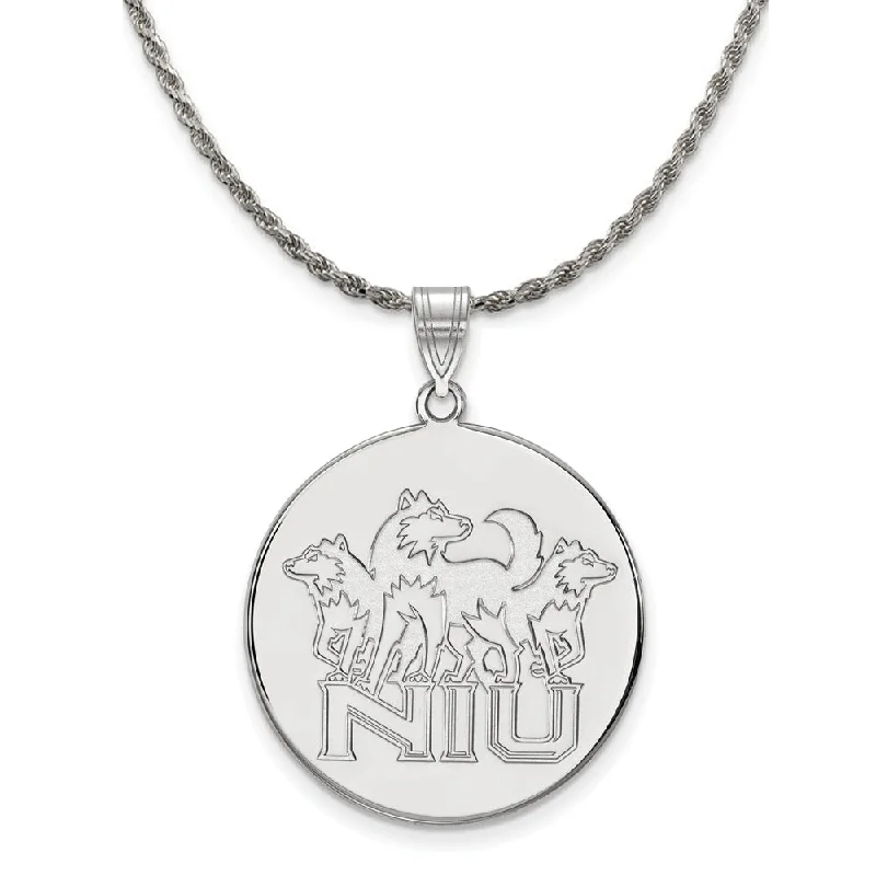 Sterling Silver Northern Illinois U. XL Disc Pendant Necklace