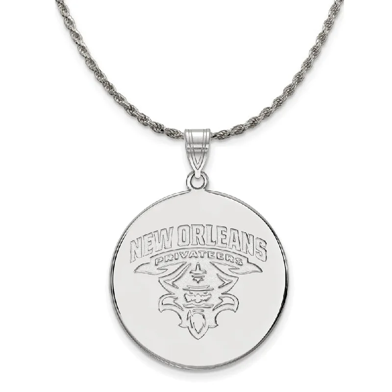 Sterling Silver U. of New Orleans XL Disc Pendant Necklace