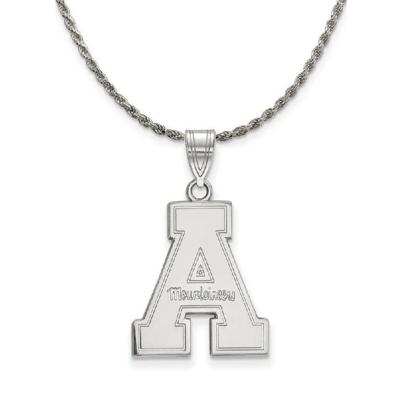 Light weave necklace-Sterling Silver Appalachian State Large 'A' Necklace