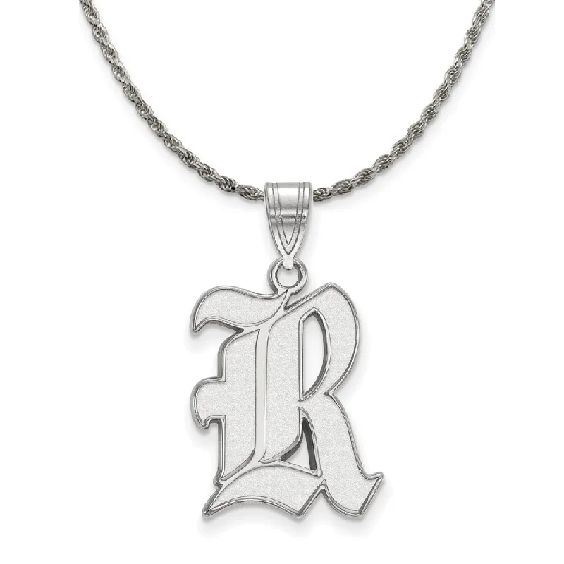 Sterling Silver Rice U. Large 'R' Pendant Necklace