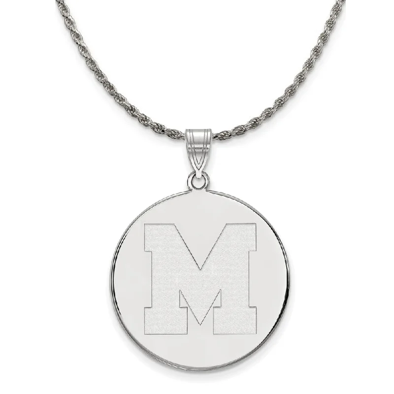 Wild pearl necklace-Sterling Silver U. of Memphis XL Initial M Disc Necklace