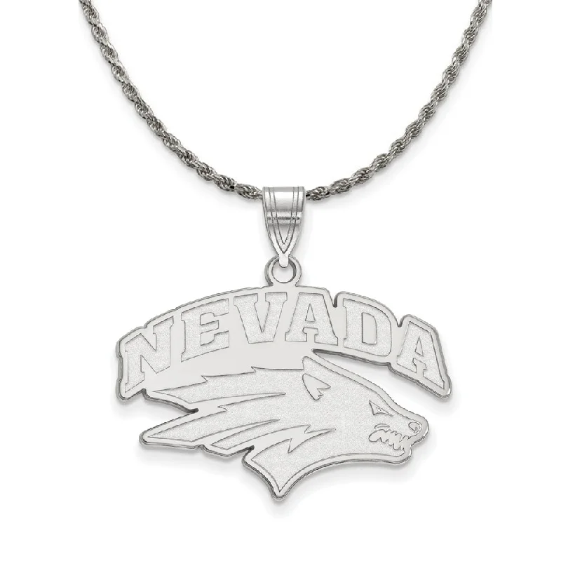 Floating diamond necklace-Sterling Silver U. of Nevada Large Logo Pendant Necklace