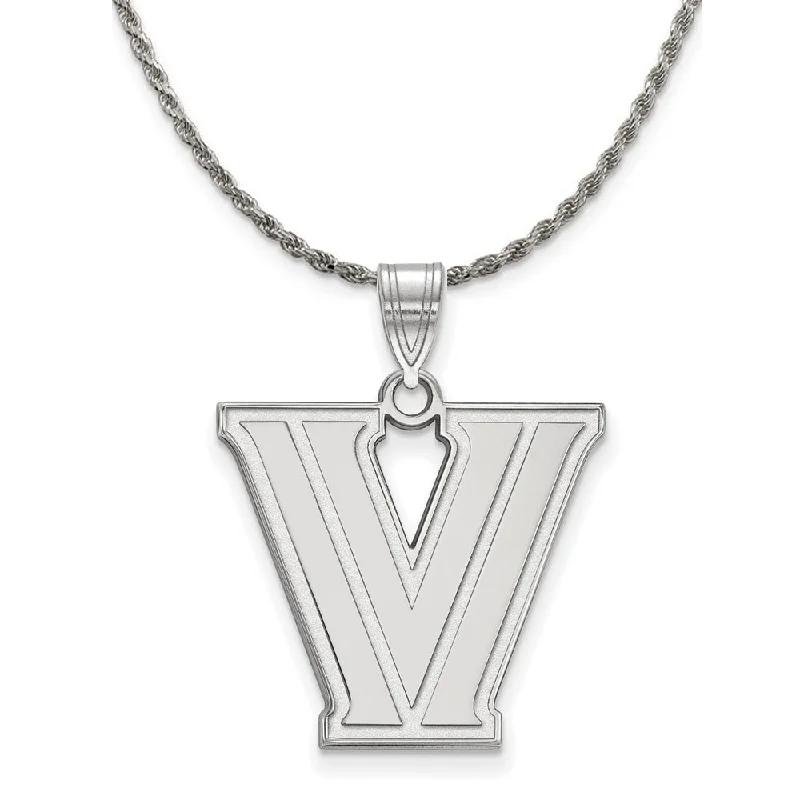 Glowing citrine necklace-Sterling Silver Villanova U. Large 'V' Pendant Necklace