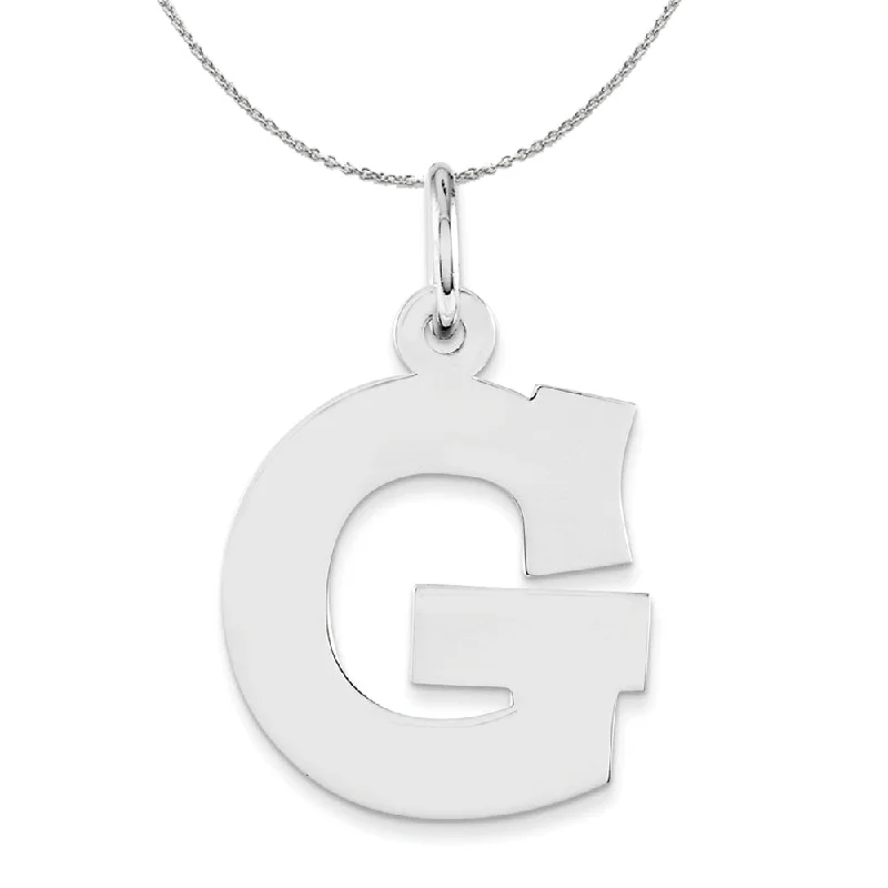 Open-slot necklace-Silver Amanda Collection Medium Block Style Initial G Necklace