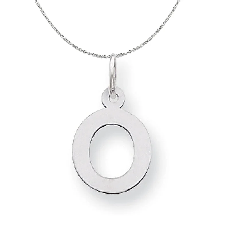 Sunken stone necklace-Silver, Amanda Collection Small Block Style Initial O Necklace