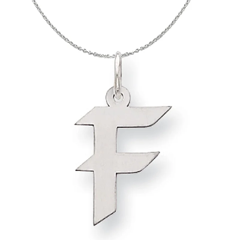 Night moon necklace-Silver Karlie Collection Artisan Block Initial Charm Letter F Necklace