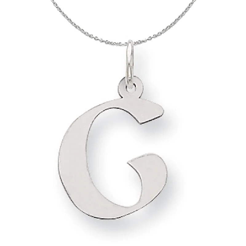 Natural sapphire necklace-Silver Karlie Collection Artisan Block Initial Charm Letter G Necklace