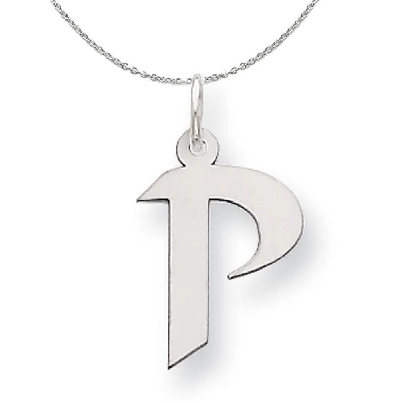 Ragged edge necklace-Silver Karlie Collection Artisan Block Initial Charm Letter P Necklace