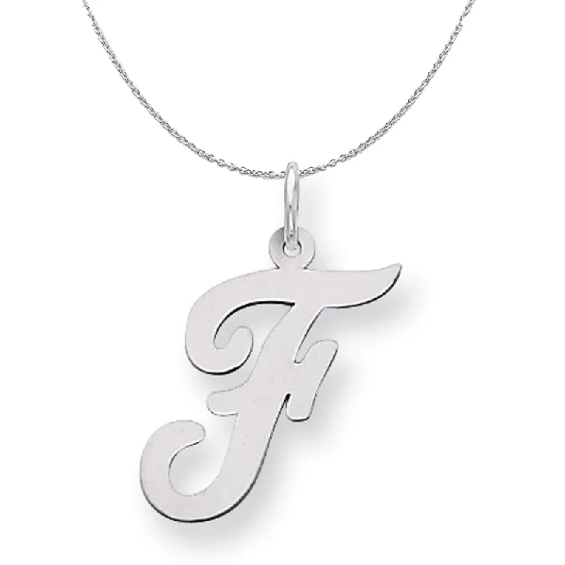 Elevated stone necklace-Silver Madison Collection LG Classic Script Initial F Necklace