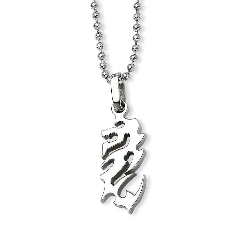 Etched chain necklace-Stainless Steel Dragon Necklace