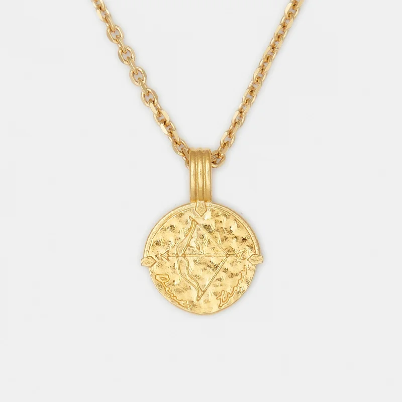 Thin diamond necklace-Zodiac Necklace in Gold for Him