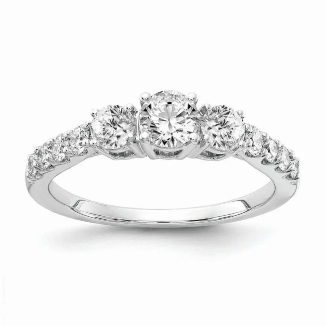 Prism crystal ring-Signature EcoLove 1-1/2 CTW Lab Grown Diamond Anniversary Three Stone Ring in 14KT White Gold