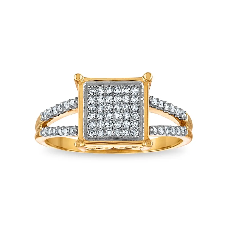 Sharp stone ring-1/5 CTW Diamond Cluster Ring in 10KT Yellow Gold